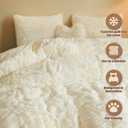 MEGO Luxury Shaggy Faux Fur Duvet Cover Set, Ultra Soft 3 Pieces Fluffy King Size Comforter Cover Set, Fuzzy Bedding Set Ivory(1 Plush Furry Duvet Cover + 2 Pillowcases), Zipper Closure(King, Beige)