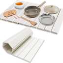 Large Stone Dish Drying Mats for Kitchen Counter, 24"(L)16"(W) Collapsible Diatomaceous Earth Mats, Eco-Friendly Absorbent Dish Drying Mat for Dishes Bottles Cups, Match Any Countertop