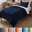 Duvet Cover Twin/Twin XL Size Set - Extra Soft Twin/Twin XL Duvet Cover 68" x 90" with 1 Pillow Sham - Hotel Luxury, Easy Care, Fade Free with Zipper Closures & Ties - Comfy & Breathable (Navy Blue)
