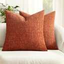 MIULEE Decorative Throw Pillow Covers 20x20 Pack of 2 Orange Couch Pillow Covers Soft Cozy Textured Chenille Pillowcases for Home Decor Sofa Living Room Cushion Bedroom