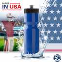 50 Strong Sports Water Bottles Reusable 22 oz BPA-Free Plastic Bottles with Pull Top Cap Made in USA Top Rack Dishwasher Safe Fits Most Bike Cages Brand, Blue, Pack of 2
