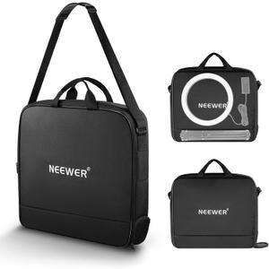 Neewer 12" Ring Light Carrying Bag for RH12B RH12C RH10B RH8B, 19.7"x16.5"/50x42cm Portable Protective Nylon Travel Case with Separate Section for Folded Light Stand Tripod Up to 19.7"/50cm, RU-011, 19.7"x16.5"x3.5"