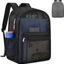 USPECLARE Heavy Duty Semi-Transparent Mesh BackpackSee Through College Student Backpack (Black)