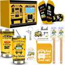 9 Pcs School Bus Driver Appreciation Gifts for Men Women, Back to School Gift with 20 Oz Tumbler Socks Bus Driver Pot Holder 2 Silicone Spatula Acrylic Heart Decor, Thank You Gifts for Bus Driver