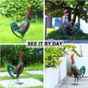 Solar Rooster Statue Light Outdoor, 18" Metal Yard Art Rooster Figurines(Retro Rooster).