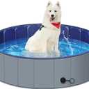 Dog Pool for Large Dogs, Kiddie Pool Hard Plastic, Dog Bathtub Portable, Foldable Pool for Dogs Slip-Resistant (Dark Gray, M - 40'' x 12'')