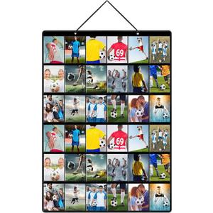36/24 Pockets Graded Card Wall Display, Hanging Sports Card Holder Case for Baseball Football Slab(38.2 x 24.6 Inch)