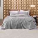 Bedsure Gentlesoft 100% Cotton Grey Blanket Queen Size for Bed - Cooling Breathable and Soft for Summer, Thick Cozy Waffle Weave Blanket Gifts for Women, 90x90 Inches