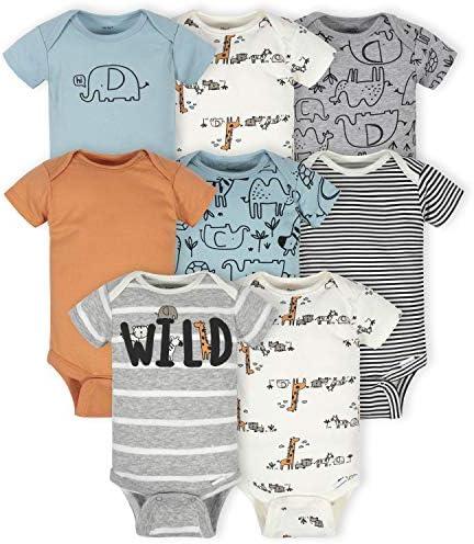 Gerber unisex-baby Pack of 7 Short Sleeve Onesies Bodysuits, 0 m