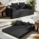 COMAX Boneless Futon Sofa Bed, 59" Small Low-Profile Floor Couch, Black