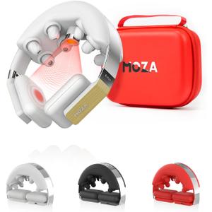 MOZA Neck Massager with Heat for Pain Relief Deep Tissue, Cordless Electric Deep Tissue Robohands Kneading Massage for Neck Pain Relief, Portable Heated Neck Massager, Gift for Men&Women, Light Grey (with Oil)