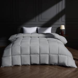 puredown Goose Feather Down Fiber Comforter Twin Size, Lightweight 100% Cotton Duvet Insert Medium Warmth, Cloud Soft Hotel Luxury Collection Bedding Comforters Grey 68"x90"