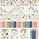 131ft Boho Bulletin Board Borders Bulletin Classroom Rainbow Hearts Border Trims Boho Colorful Straight Borders Stickers for Classroom Decor School Blackboard Desk