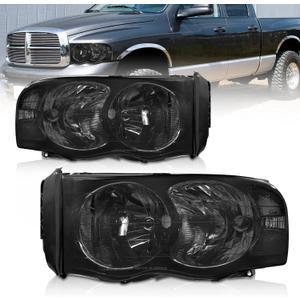 AS Headlights Assembly Compatible With 2002 2003 2004 2005 Dodge Ram 1500/03 04 05 Dodge Ram 2500/3500 Smoke Lens Clear Reflector Driver and Passenger Side AUTOLIGHTS