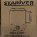 Stariver Portable Travel Kettle, 600ML Small Electric Kettle with Foldable Handle, Food Grade Stainless Steel Collapsible Water Boiler with Dual Modes, Compact Portable Kettle for RV, Camping, Beige