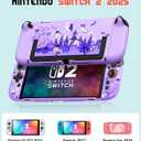 Dockable Case for Nintendo Switch 2 - Cute Cool Cartoon Design Soft TPU Grip Cover for Joy-Con Purple Eyes PC for Switch 2 Protective Case 2025 for Boys Teens Girls, Purple Eyes