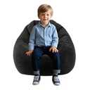 Gurxien Bean Bag Chairs with Corduroy Cover Removable, 3 Ft Large Memory Foam Bean Bag Chairs for Kidswith Filling, Round Fluffy Sofa Chair for Living Room Bedroom, Black