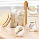 Coffee Sugar Container Salts Jars - 15oz Glass Airtight Caning with Bamboo Lids and Spoons Scoop, Storage Overnight Oats, Spice, Creamer, Food Organizer, Set of 3