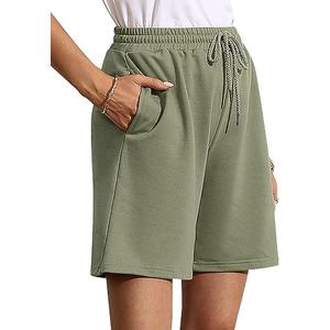 Quenteen Women's Athletic Shorts Jogger Sweat Casual Loose Bermuda Shorts(9 Inch, Sage Green), S
