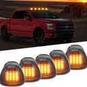 5 X Cab Marker Light, Smoke Lens With Amber 16 LED Roof Running Lights, Top Clearance Light for 1999-2016 Ford F150 F250 F350 F450 F550 F650 F750 E150 E250 E350 E450 Super Duty Pickup Truck (Smoke Lens & Amber 16LED)