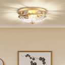 Edwarmlux Flush Mount Ceiling Lights, 2-Light Farmhouse Close to Ceiling Light, Industrial Ceiling Lighting Fixture for Kitchen Hallway Bedroom Living Room Stairways Porch (Gold)