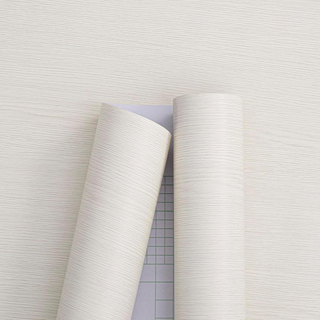 Haimin Wallpaper (24in X 393in) Wood Contact Paper Peel and Stick Self-Adhesive and Removable Wallpaper for Cabinet Wall Furniture Countertop Kitchen Room Wood Grain Wall Paper (Off-White (05))