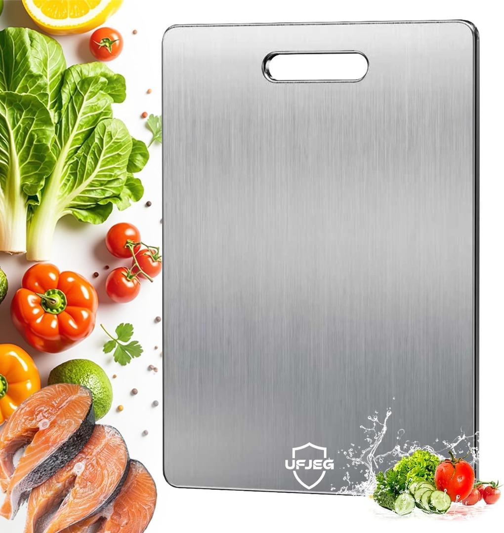 Titanium Cutting Board, Pure Titanium Cutting Boards for Kitchen, Cutting Boards Non Toxic, Double-Sided Food-Grade, Easy to Clean, Dishwasher Safe, for Meats, Fruits and Vegetables (1 Pack)