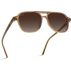 WearMe Pro Polarized Aviator Classic Double Bridge Women's Sunglasses (Crystal Copper Frame / Gradient Brown Lens)