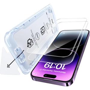 SMARTDEVIL 2 Pack Screen Protector for iPhone 14 Pro, HD Clear Tempered Glass, 9H Hardness, Scratch Resistant, Easy Installation, Bubble Free, Case Friendly
