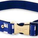kate spade new york Cute Dog Collar with Gold Metal Details & Plastic Buckle, 15 to 22 Adjustable Dog Collar for Female or Male Dogs, Medium/Large, Navy Gingham