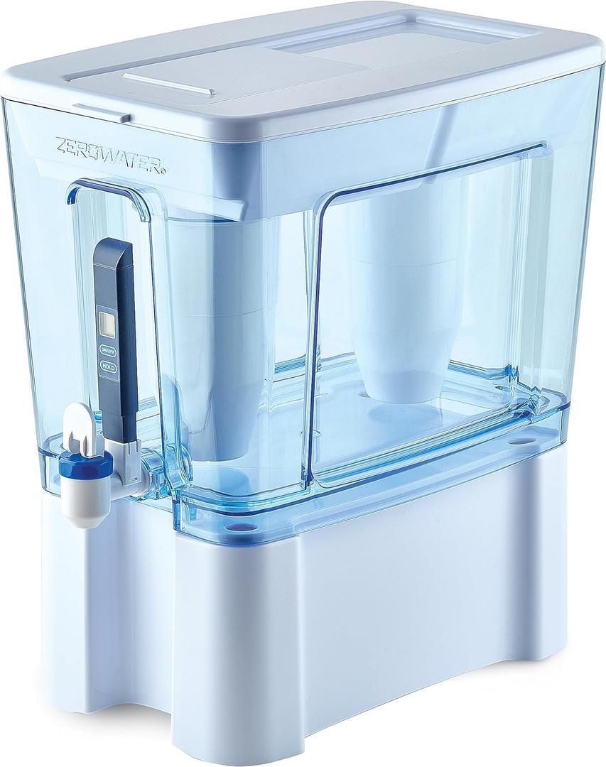 ZeroWater 52-Cup Ready-Read 5-Stage Water Filter Pitcher Dispenser with 5-Stage 0 TDS Zero Water Filter – IAPMO Certified to Reduce Metals, Chlorine, Lead, Chromium, and Forever Chemicals PFOA/ PFOS