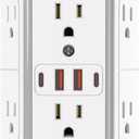 JcBlaon Outlet Extender Surge Protector - 6 Outlet Splitter with 4 USB Ports (2 USB C), Multiple Plug Expander Wall Charger, 3 Sided Multi Plug Wall Adapter Power Strip for Home Office Kitchen Travel (White)