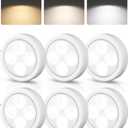 EZVALO LED Puck Lights, Rechargeable Stick On Tap Lights, Wireless Closet Light, 3 Color Temps, Under Cabinet Lights, 2.95'' Mini Touch Light, Ideal for Kitchen, Closet, Pantry, Shelves, Camper(6 Pack)