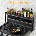 Spice Rack Shelf for Kitchen Stove, Adjustable 27 to 33 Inch Spice Rack Organizer, 4 Level Adjustable Height Stove Top Shelf for Kitchen, Over the Stove Shelf for Curved Stove, Black