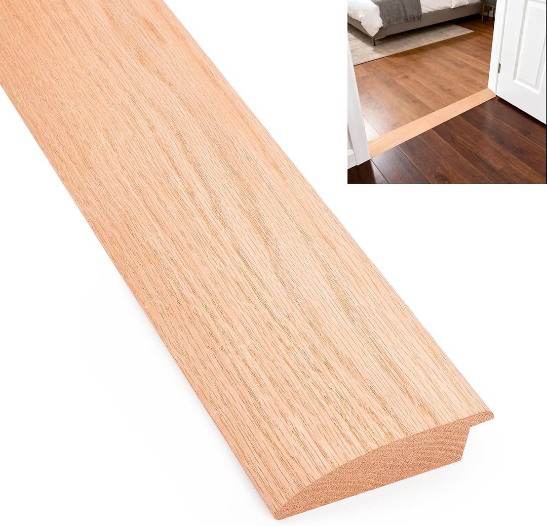 3.5"W 36" L Solid FAS1 Red Oak Floor Transition Strip, 3/4" Overlap Threshold for Doorways, Reduces Height Differences Between Carpet Tile Wood Vinyl Laminate Flooring (Unfinished), 3/4" Overlap-3.5"W-36"L-1pcs