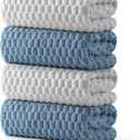 REDKISS Microfiber Bath Towels of 4-27x55 Inches Bath Towel Large, Highly Absorbent Towels for Bathroom, Quick Drying, Super Soft, Lint Free Fluffy Shower Towel for Gym, SPA, Ideal Everyday Use (Gray+blue)