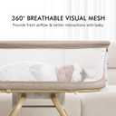 ANGELBLISS 3 in 1 Baby Bassinet, Rocking Bassinets Bedside Sleeper with Calming Motion, Portable Nest for Newborn Infant, Breathable Mesh (Khaki), Crib