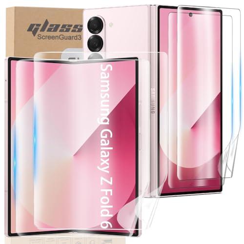 [2+2 Pack] Soft TPU Front Screen Protector for Samsung Galaxy Z Fold 6, Flexible TPU Film, 2PCS Front + 2PCS Inside for Galaxy Z Fold 6 Screen Protector Case Friendly, No Creases,No Bubbles,HD Clear