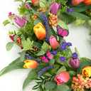 WreathDream 22 inch Spring Summer Wreath Tulip Wreath for Front Door with Purple Tassels, Eucalyptus Leaves, Ferns, Butterflies for Indoor Outdoor wall Festival Home Farmhouse Wedding Decor