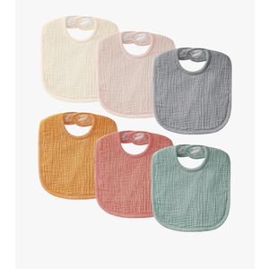 Muslin Baby Bibs for Unisex Boys Girls, Soft Cotton Baby Drool Bibs, Drooling and Teething Bibs for Infant, Newborn Neutral 5 Pack