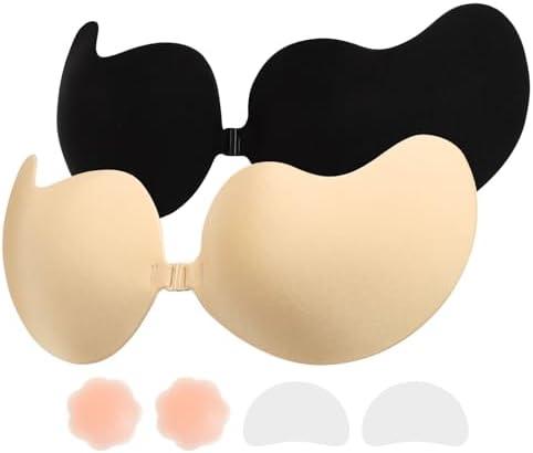 SAMFLAG Sticky Bra Backless Backless Strapless Bra Push Up for Nipple Cover Suitable for Daily, Party, Weddings Dress wear, B
