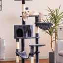 Hey-brother Cat Tree with Large Hammock, Multi-Level Cat Tower for Indoor Cats, Cat Condo with Sisal-Covered Scratching Posts and Top Perch, Smoky Gray MPJ050G