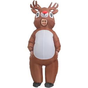 IRETG Inflatable red-nosed moose Christmas Costume for Adults Funny Blow Up Costume for Christmas Holiday Party