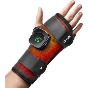 Cordless Wrist Heating Pad, Heated Wrist Wrap Brace for Right Hand, Hand Heating Pad Wrist Support Brace with Detachable Controller for Women and Men, One Size