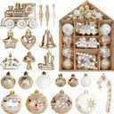 Christmas Ornaments 74PCS Shatterproof Gold Plastic Hanging Ball Decorations for Xmas, Wedding, Valentines Day Party Decor Luxury Holiday Tree & Festival Decorations