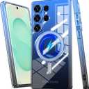 2 x for Samsung Galaxy S25 Ultra Case Clear,Compatible with Magnetic,Slim Gradient Lightweight Non Yellowing Wireless Charging, Magnet Soft Case for Galaxy S25 Ultra [Blue/Black] MUS-JBCX-01-04