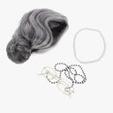 Old Lady Costume Set Wig Glasses Necklace Eyeglass Chain for Halloween Themed Parties and Stage Plays Versatile Elderly Character Dress up