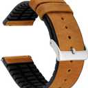 18mm Cedar Brown - Barton Leather and Rubber Hybrid Watch Bands with Integrated Quick Release Spring Bars - 316L Stainless Steel - Choose Strap Color & Width