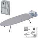 ZOES HOMEWARE Ironing Board, Small Iron Board with Iron Rest, Mini Tabletop Ironing Board with Heat-Reflective Cover and 100% Cotton 8mm Thicken Pad, 31.5"x11.8"x6.2", Silver