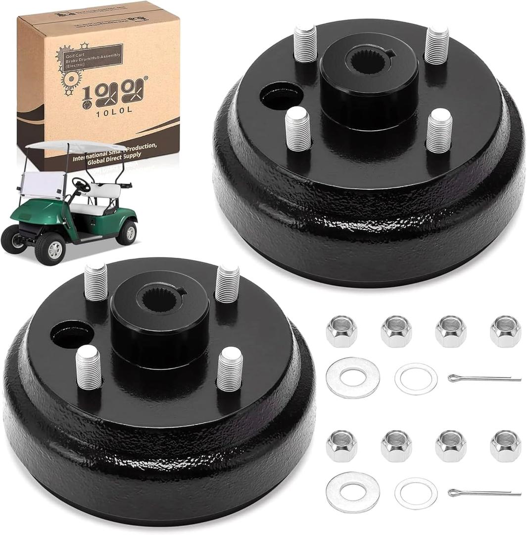 2 x 10L0L Golf Cart Brake Drum/Hub Assembly (Electric) for EZGO TXT Replaces OEM# 19186G1P